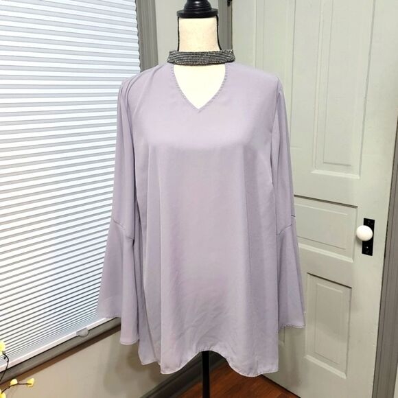 LANE Bryant Beaded choker Neckline Chiffon Blouse - Picture 1 of 7